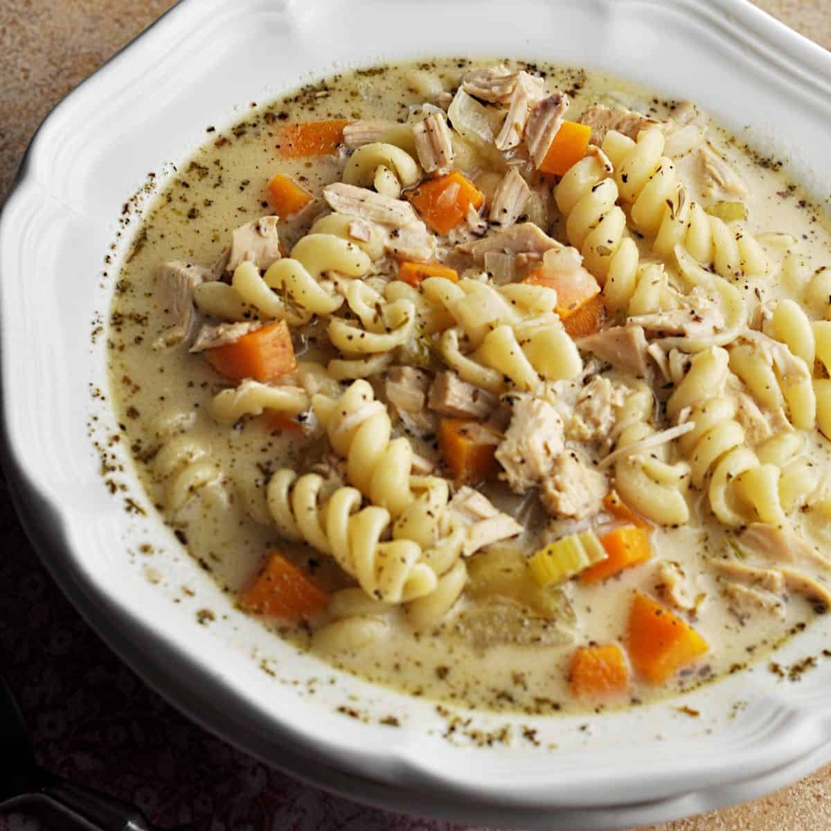 Transform Leftover Turkey into Creamy Noodle Soup Perfection